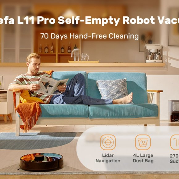 Verefa L11 Pro Self-Emptying Robot Vacuum 2700Pa, LIDAR Navigation Robot Vacuum - Picture 13 of 16